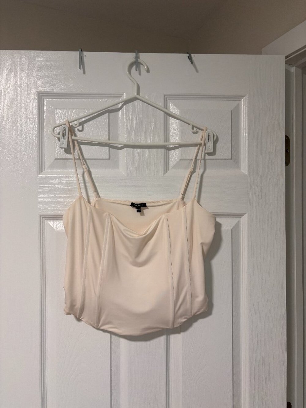 Cream Satin Corset Cami | Going Out Top | Y2K Corset Tank (XL)